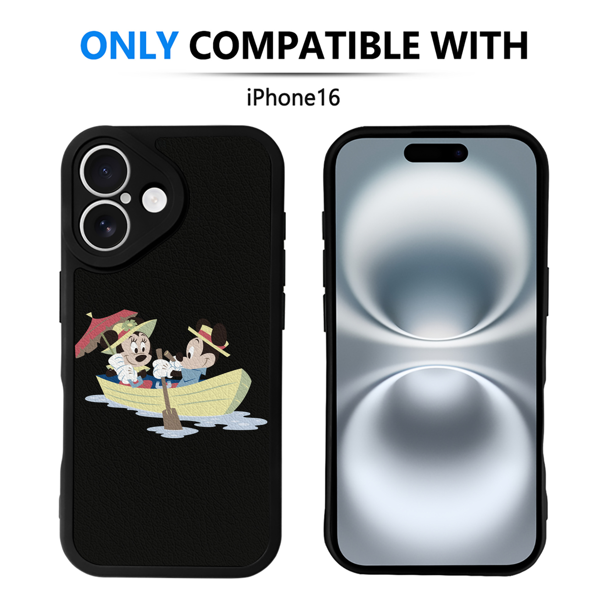 （画像用） ミッキーマウス Mickey Mouse 【iPhone 16シリーズ対応】シリコンスマホケース（レザー調） 材質：シリコン